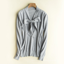 Suéter de la camiseta de la cachemira de la lana del lazo de la mariposa PK18ST100